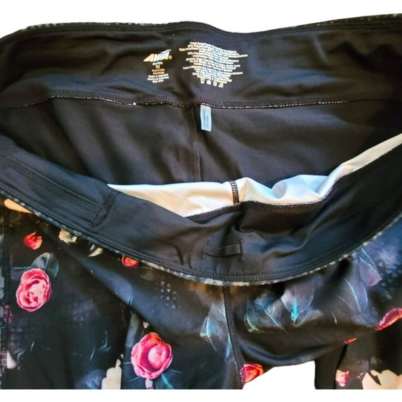 Avia Athletic Leggings Womans Pants Ankle Length Black Pink Floral 3X JJ3098 - Picture 8 of 10